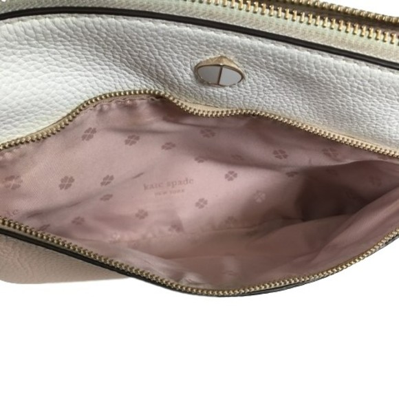 Kate Spade POLLY Medium Crossbody Bicolored Pink Cream Pebbled Leather PXRUA252 - Picture 7 of 15